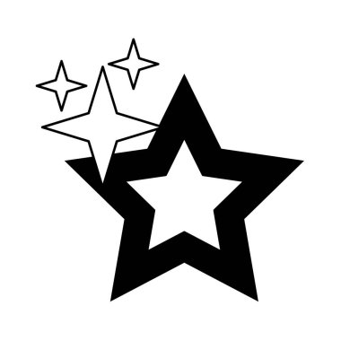 Videogame yıldızı siyah beyaz izole karikatür parlatmak