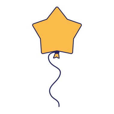 Yıldız şekli balon parti karikatür izole mavi çizgiler