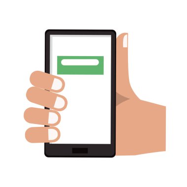 Ekrandaki düğme ile el ele tutuşan akıllı telefon