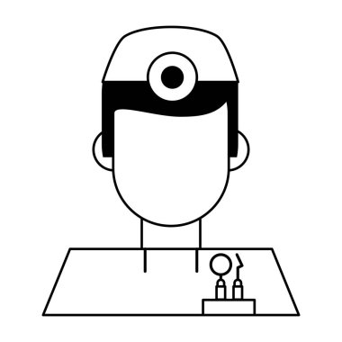 Araçları avatar profili izole siyah ve beyaz ile Diş Hekimi