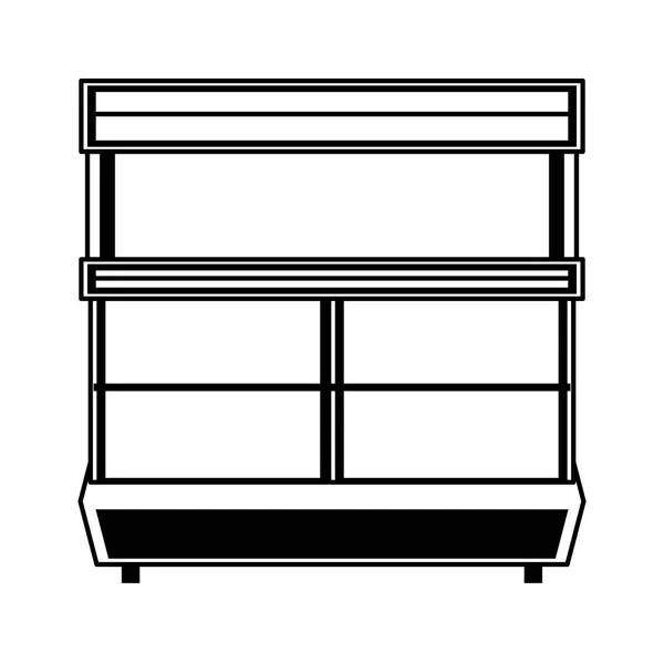 Supermercato vuoto scaffale isolato cartone animato in bianco e nero — Vettoriale Stock