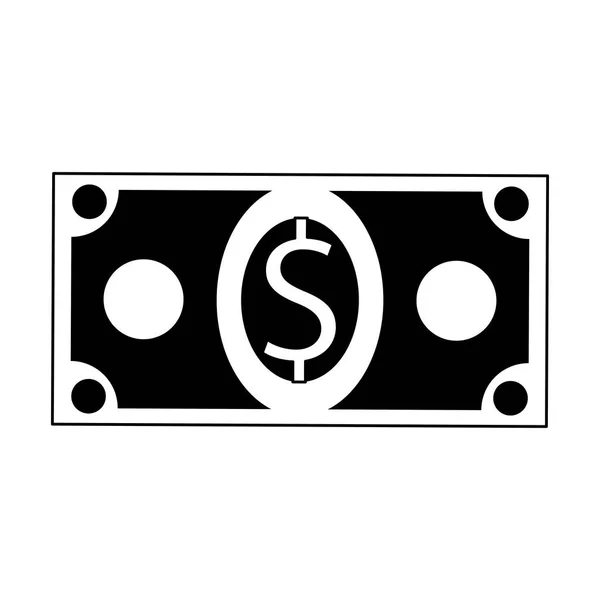 Dinero en efectivo símbolo de dibujos animados aislados en blanco y negro — Vector de stock
