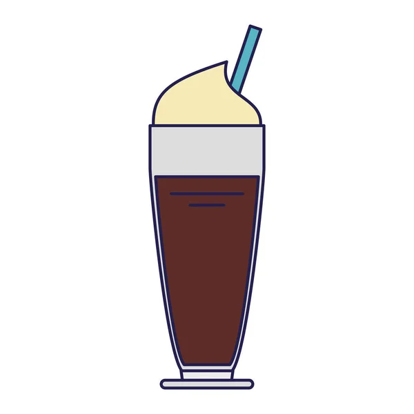 Kahve içecek soğuk ve tatlı izole mavi çizgiler — Stok Vektör