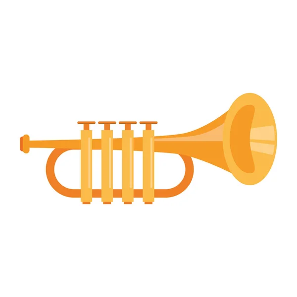 Trompette instrument de musique dessin animé isolé vecteur illustration — Image vectorielle