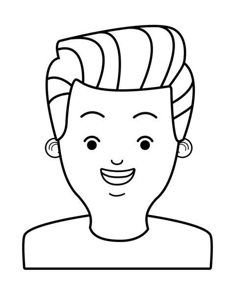 Karikatur eines jungen Mannes in Schwarz-Weiß — Stockvektor