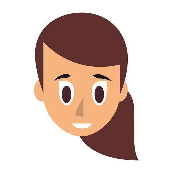 Mujer joven cara de dibujos animados — Vector de stock