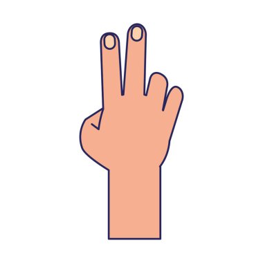 Barış işareti karikatür izole mavi çizgiler ile El