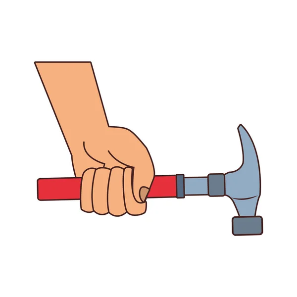 Mano con martillo — Vector de stock