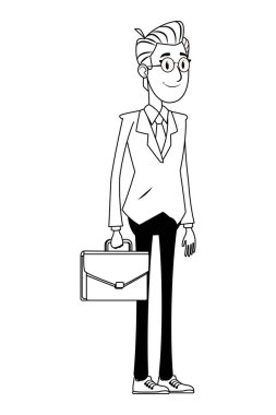 businessman with briefcase black and white
