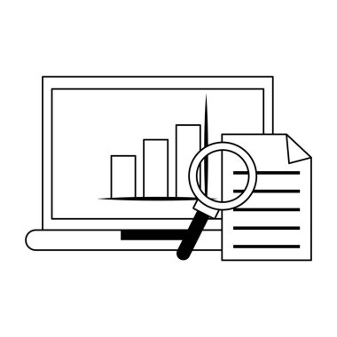 Siyah beyaz iş ve ofis teknolojisi sembolleri