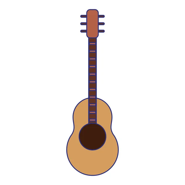 Guitarra instrumento de música isolado desenhos animados linhas azuis —  Vetores de Stock