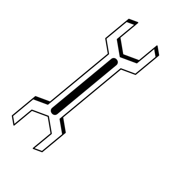 Ремонтная конструкция металлического ключа изолирована в черно-белом цвете — стоковый вектор
