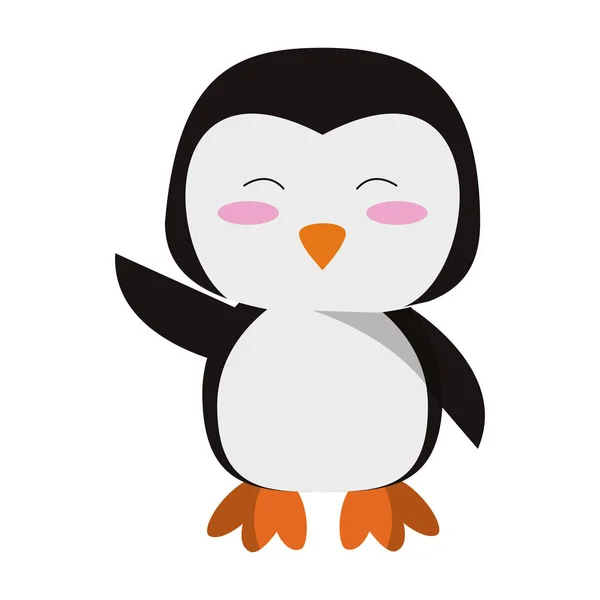 Lindo pingüino animal dibujo animado vector ilustración — Vector de stock