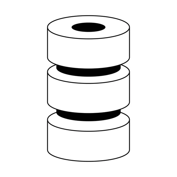 磁盘数据库服务器技术在黑色和白色 — 图库矢量图片