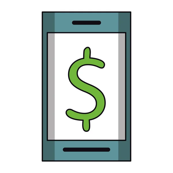 Smartphone s peněžním symbolem – izolovaný — Stockový vektor