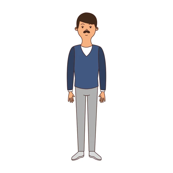 Homme avec dessin animé moustache — Image vectorielle