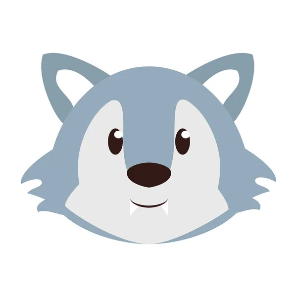 Lobo cabeza fauna lindo animal dibujos animados — Vector de stock