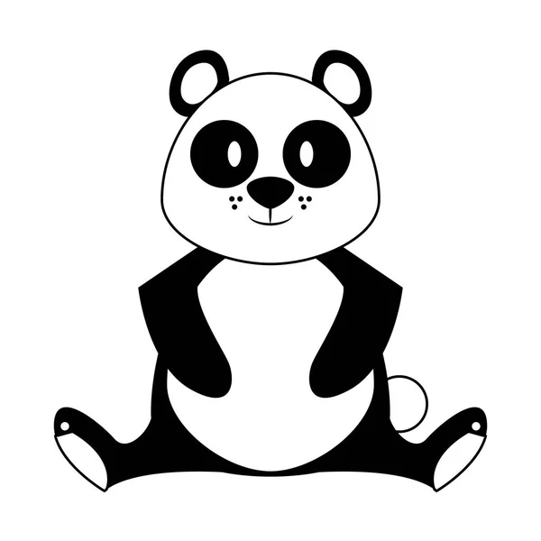 Panda Wildlife cute zwierząt kreskówki w czerni i bieli — Wektor stockowy