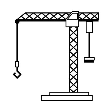 İnşaat altında vinç sembolü siyah ve beyaz izole