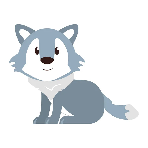 Lobo fauna lindo animal dibujos animados — Vector de stock