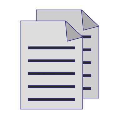 Bükülmüş köşe sembolü mavi çizgileri olan belgeler