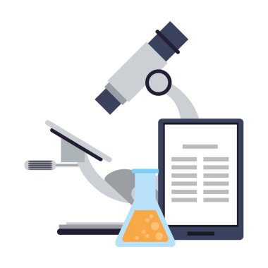 Mikroskop ve kimya şişesi