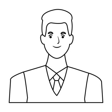 siyah beyaz vektör illüstrasyon adam avatar çizgi film karakteri