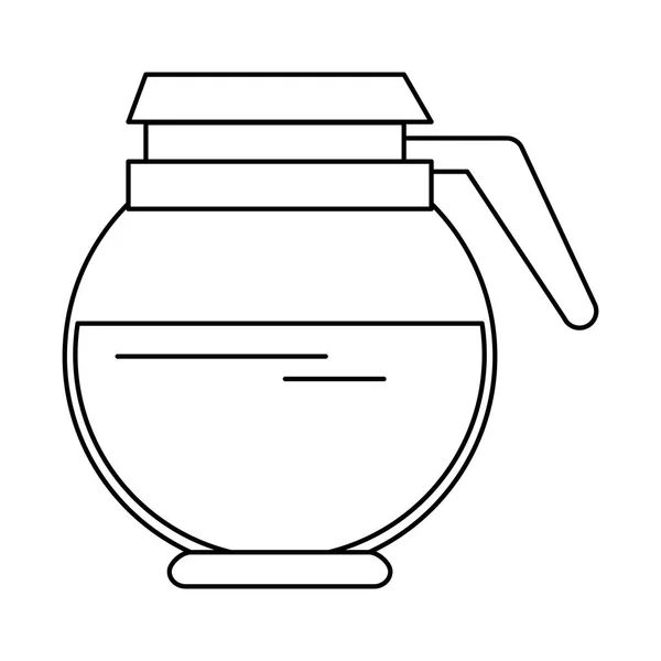 Koffie pot vol warme drank geïsoleerd in zwart-wit — Stockvector