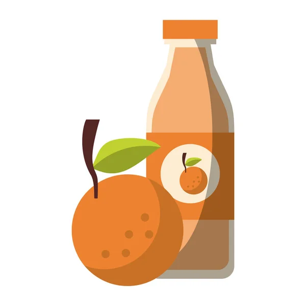 Frasco de sumo de laranja com fruta — Vetor de Stock