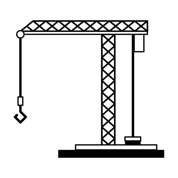 在建筑起重机符号隔离在黑色和白色 — 图库矢量图片