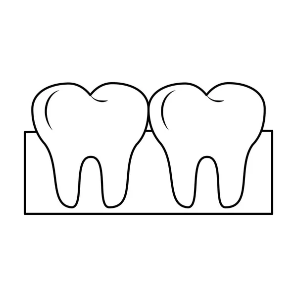 Dientes en encía cuidado dental blanco y negro — Archivo Imágenes Vectoriales