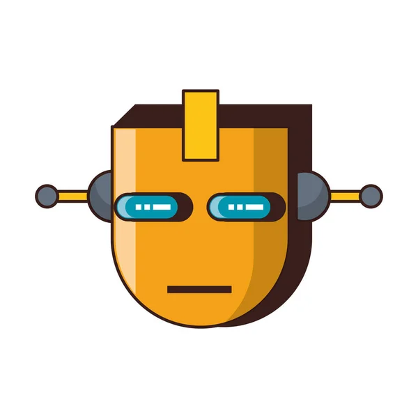 Robot funny character cartoon head isolated — Stock Vector