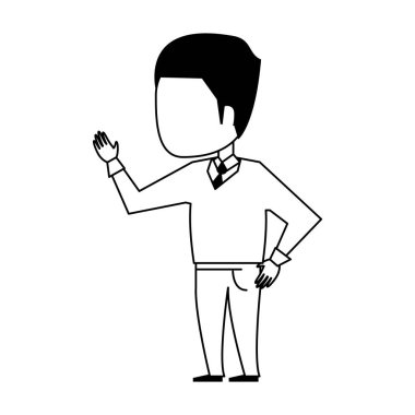 Genç iş adamı çizgi filmi siyah beyaz