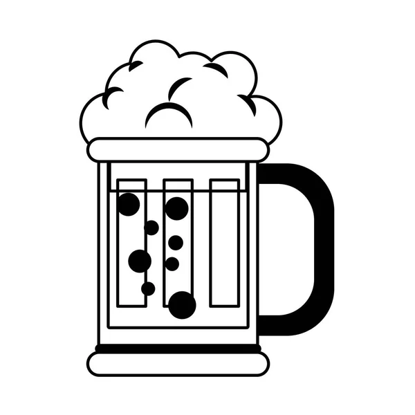Bicchiere di birra bicchiere alcolico bevanda isolata cartone animato in bianco e nero — Vettoriale Stock