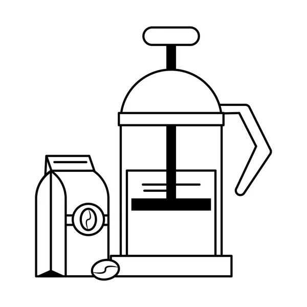 Ручне обладнання для кавоварки в чорно-білому кольорі — стоковий вектор