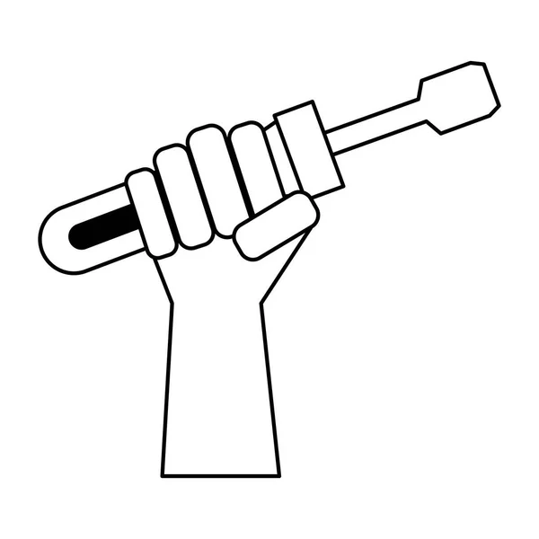 Reparación del destornillador de mano en blanco y negro — Vector de stock