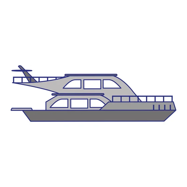 Jacht luksusowy statek łodzi sideview niebieskie linie — Wektor stockowy