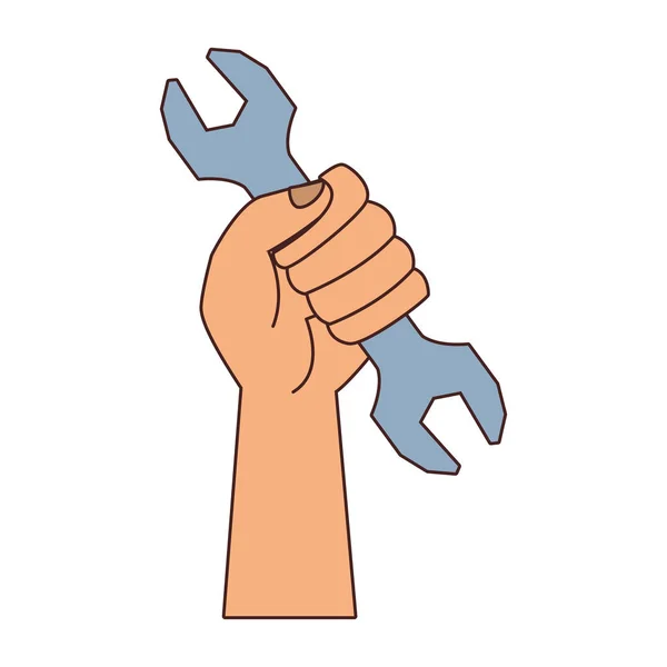 Mano con llave inglesa — Vector de stock