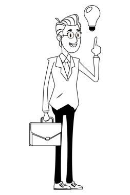 businessman with briefcase black and white