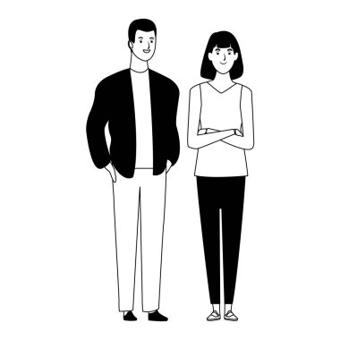 siyah ve beyaz çift avatar karikatür karakter