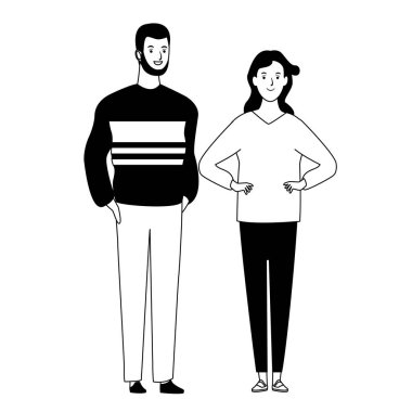 siyah ve beyaz çift avatar karikatür karakter