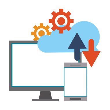 Bulut bilgisayar ve teknoloji sembolleri
