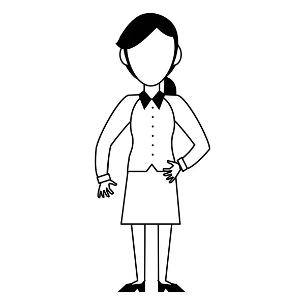 Verkställande affärskvinna karaktär tecknad i svart och vitt — Stock vektor