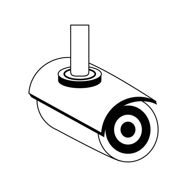 Câmera de vigilância dispositivo de techonlogia isolado em preto e branco — Vetor de Stock