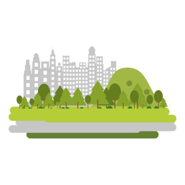 Şehir ve park sahne düz