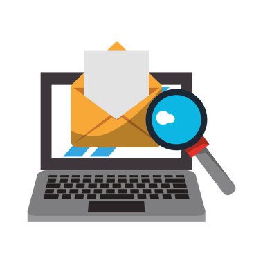 büyüteç ve belge ile bilgisayar