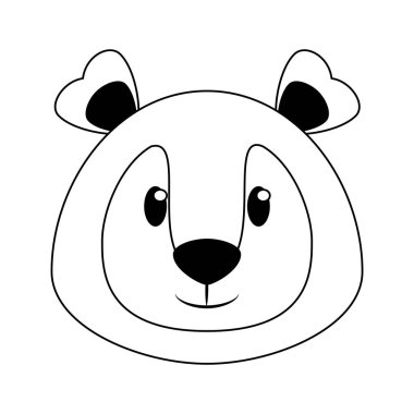 Siyah beyaz Ayı kafası yaban hayatı sevimli hayvan karikatür