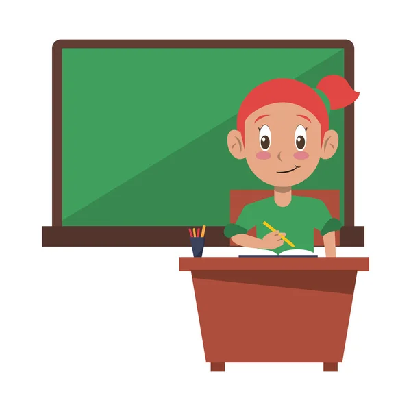 Student Kid in klas cartoon — Stockvector