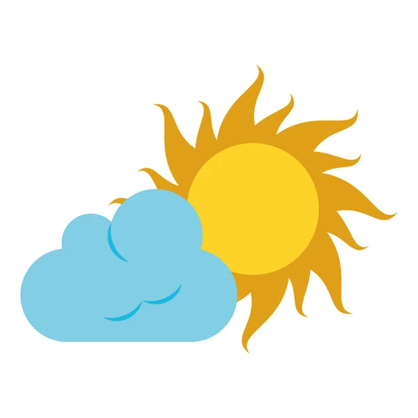Soleil et nuage bande dessinée isolé — Image vectorielle