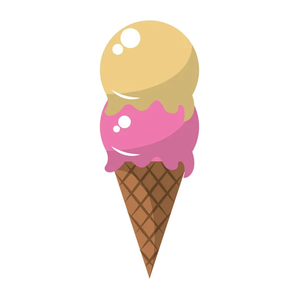 Cono de helado con dos cucharadas vector ilustración — Archivo Imágenes Vectoriales